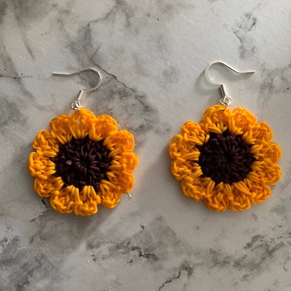- Hand made sunflower earrings.